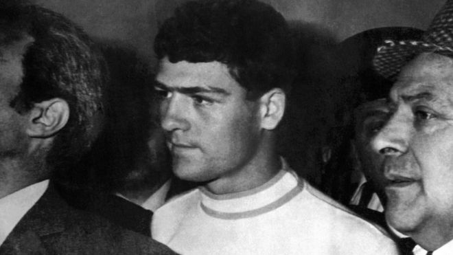 Raffaele Minichiello under arrest in Rome on 1 November 1969