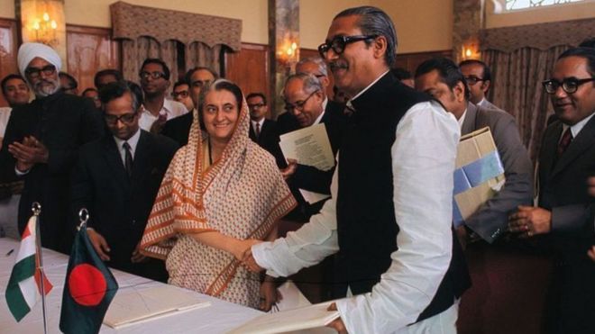 इंदिरा गांधी के साथ शेख मुजीब