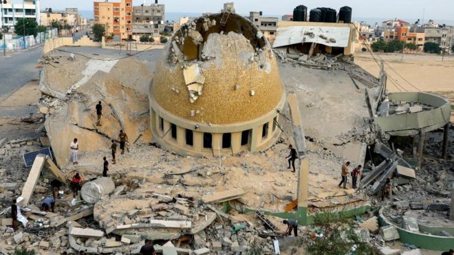 加沙地带一座清真寺被毁