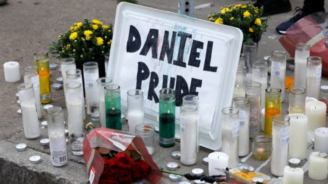 Импровизированный мемориал Дэниелу Прюду на Джефферсон-авеню, Рочестер, 3 сентября 2020 г.