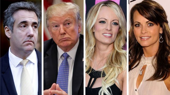 From left: Michael Cohen, Donald Trump, Stormy Daniels and Karen McDougal (composite image)