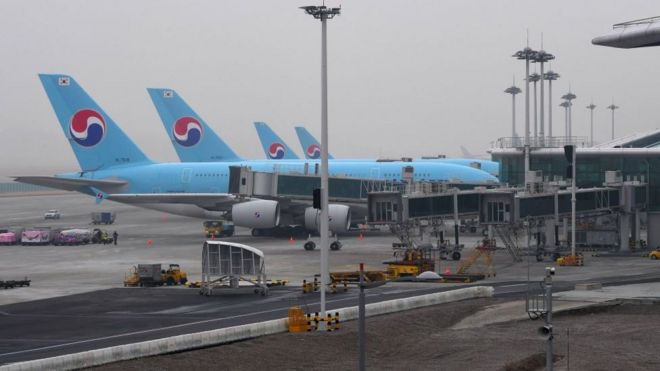 Самолеты Korean Air на асфальте в аэропорту