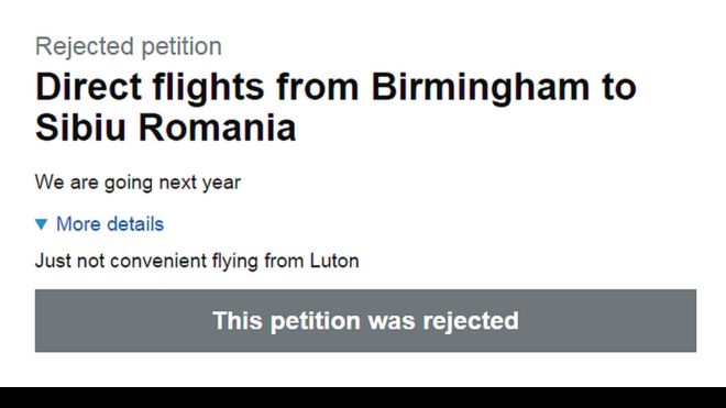 Петиция с просьбой о прямых рейсах в Сибиу в ??Румынии, потому что не удобно ехать через Лутон.