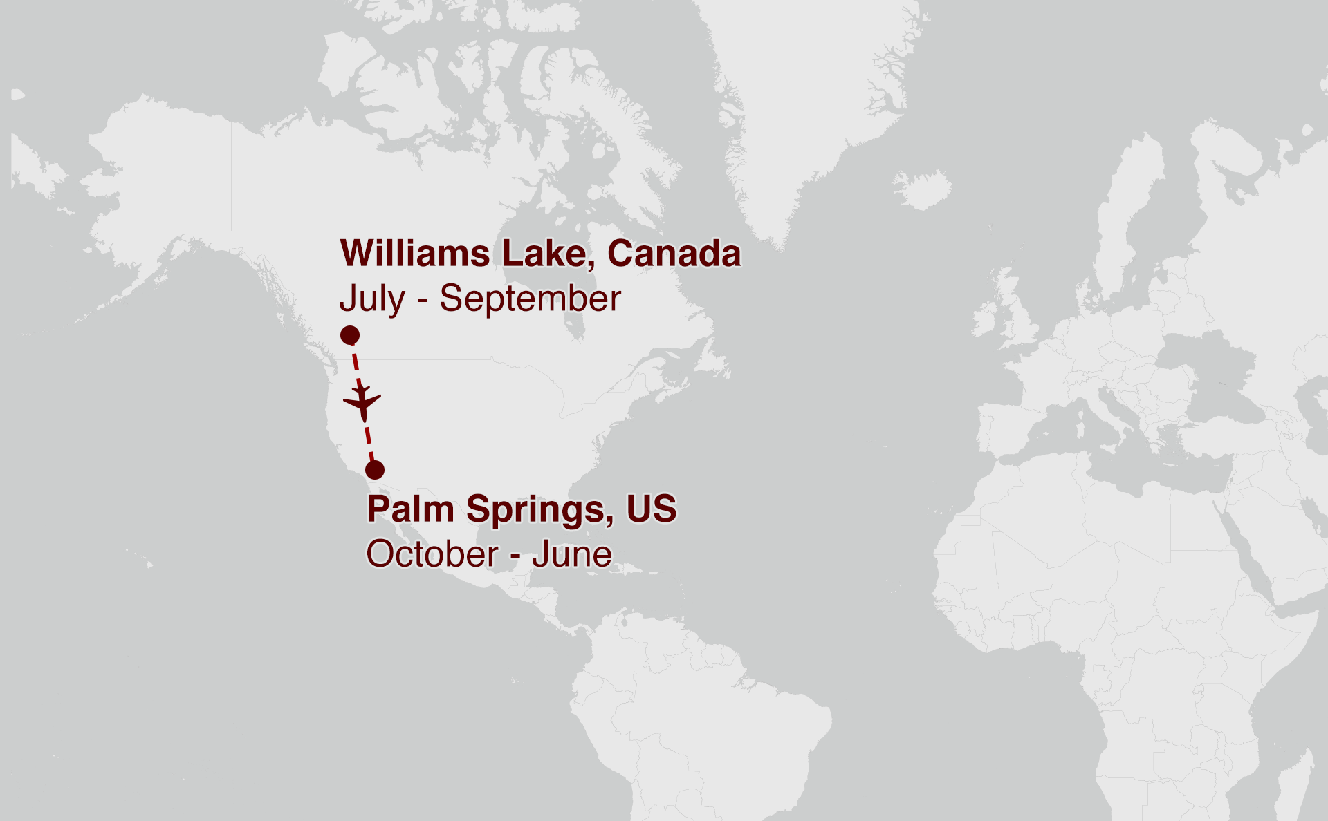 Карта, показывающая от Палм-Спрингс до озера Уильямс