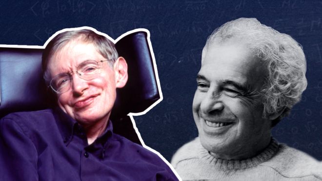 Composición de fotos de Stephen Hawking y Dick Tahta