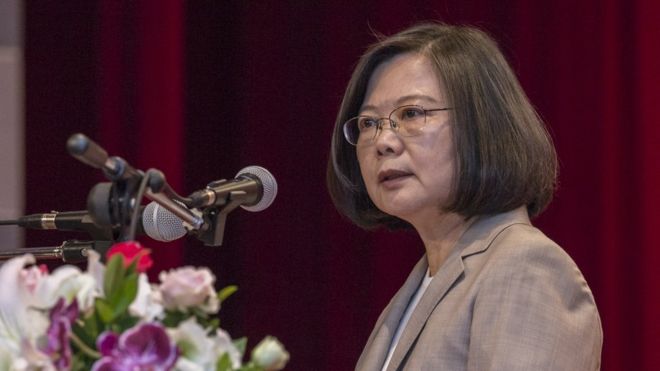 President Tsai Ing-wen speaking at a conference in Taipei, Taiwan, on 02 July 2018.