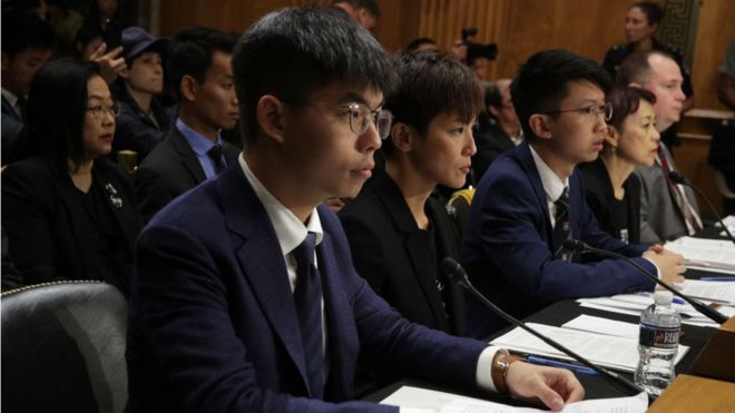 Joshua Wong và các nhà hoạt động Hong Kong trong phiên điều trần trước Quốc hội Mỹ hôm 17/9/2019