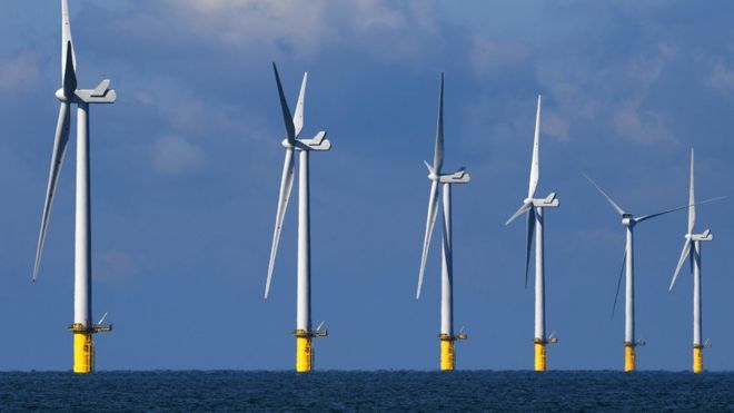 Ветровые турбины у побережья Суссекса