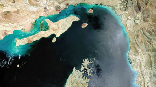 Hürmüz Boğazı'nın 2017 yılına ait uydu görüntüsü