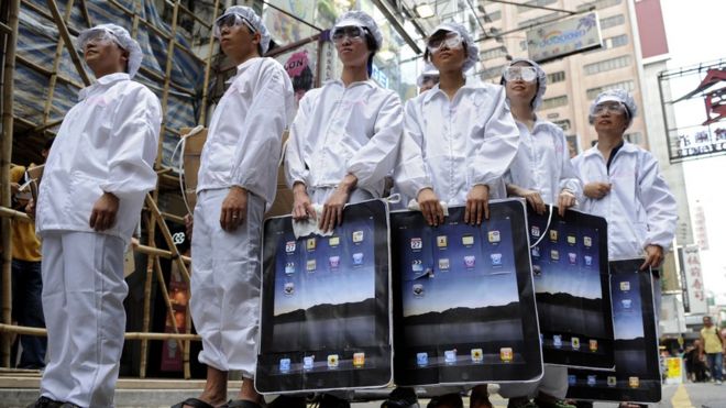 Protesta contra Foxconn, contratista de Apple