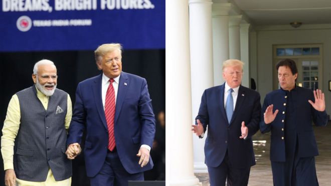 Donald Trump with Narendra Modi and Imran Khan