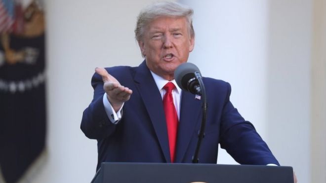 US President Donald Trump speaks at a briefing in Washington DC. Photo: 30 March 2020