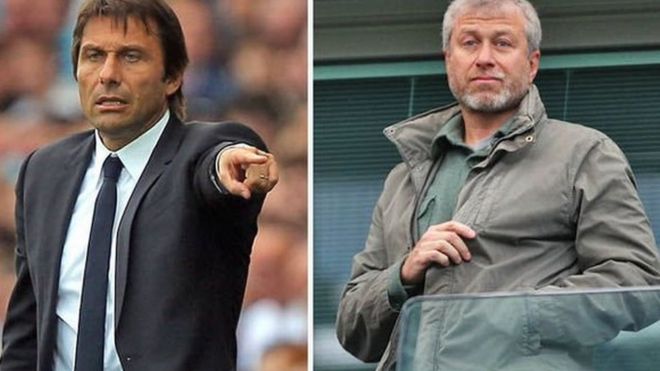 Antonio Conte na mmiliki wa Chelsea Abrahamovic