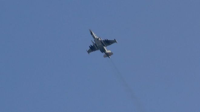 Российский Су-25 во время операции в небе над Сирией (архивное фото)