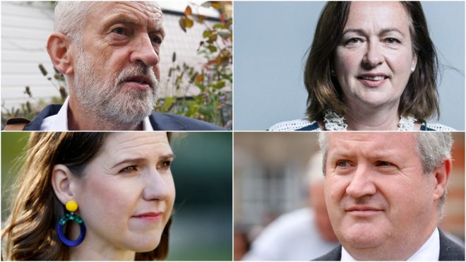 Jeremy Corbyn, Jo Swinson, Ian Blackford, Liz Saville Roberts
