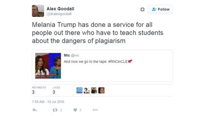 Мелания Трамп сделала услугу для всех людей, которые должны рассказать студентам об опасностях плагиата