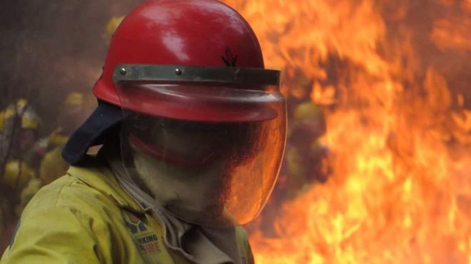 Firefighter during an operation