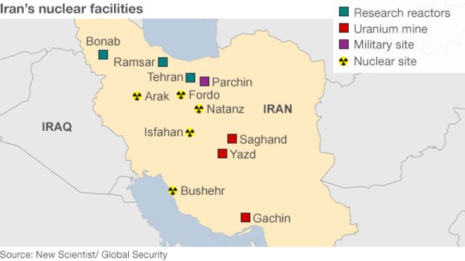 Карта иранских ядерных объектов