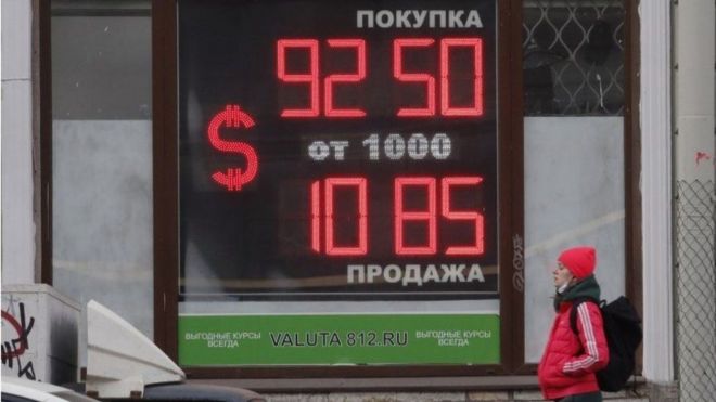 Le rouble russe s'est effondré depuis que des sanctions économiques ont été imposées à la Russie.