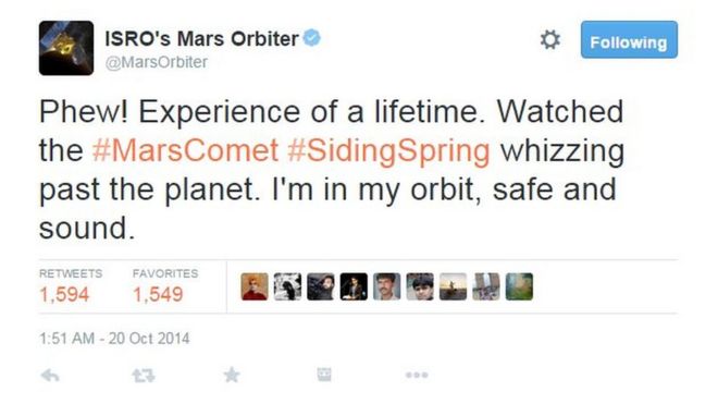 Уф! Жизненный опыт. Посмотрел #MarsComet #SidingSpring, проносящийся мимо планеты. Я на своей орбите, в целости и сохранности.