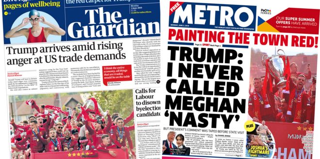 Первые полосы Guardian и Metro