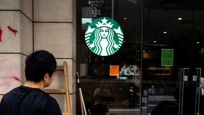 Vandalised Starbucks store