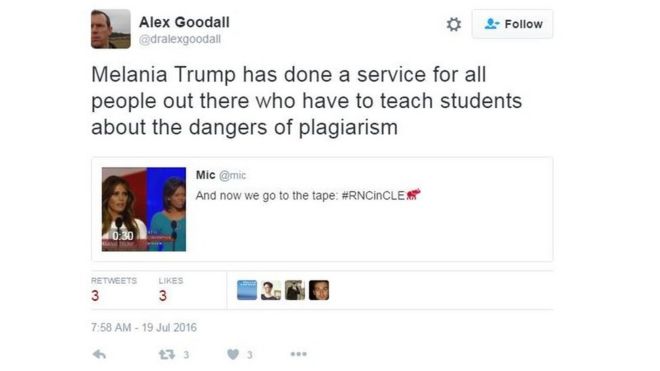 Мелания Трамп сделала услугу для всех людей, которые должны рассказать студентам об опасностях плагиата