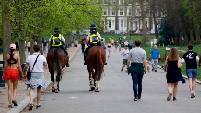 Police patrol Victoria Park in London