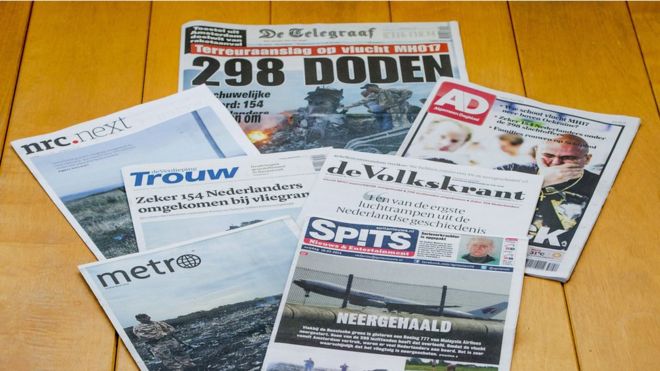 Первая полоса голландской газеты