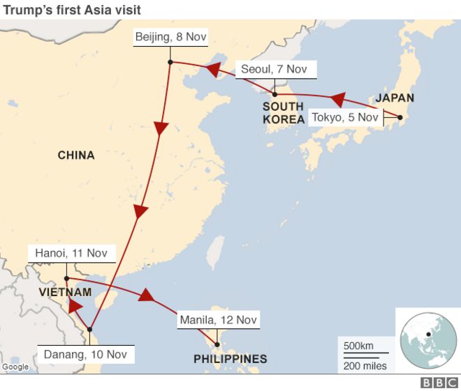 Карта тура Трупа по Азии