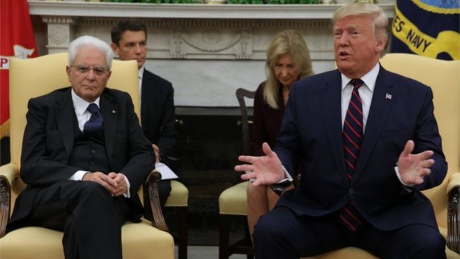 President Sergio Mattarella of Italy meets US President Donald Trump in the Oval Office