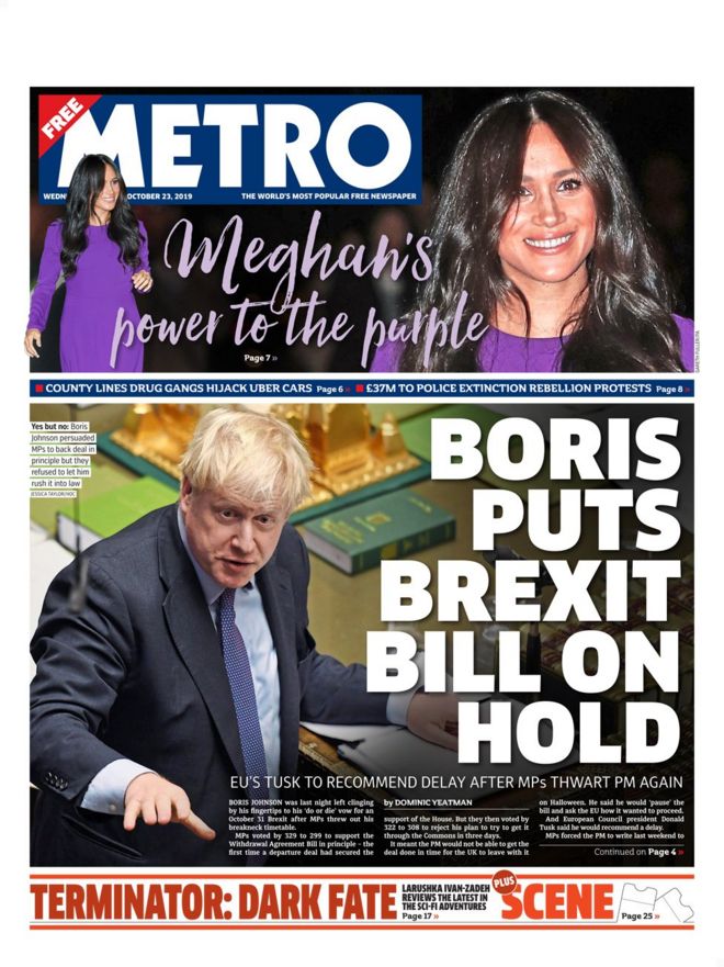 Metro front page