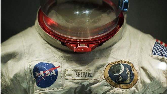 Space suit worn by Alan Shepard, commander of the Apollo 14 mission to the Moon