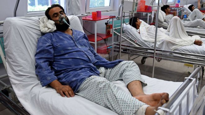 A survivor of the bombing recovers in the MSF hospital