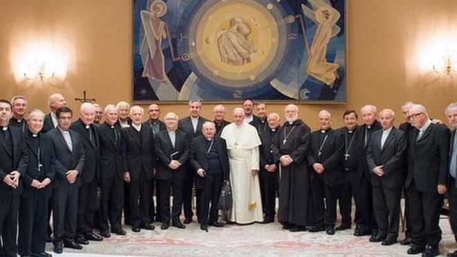 Obispos chilenos con Francisco en el Vaticano