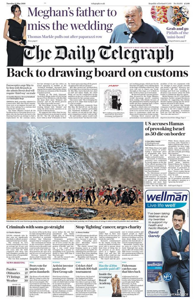 The Telegraph front page