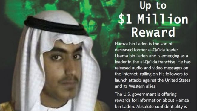 Ficha de recompensa de Hamza bin Laden