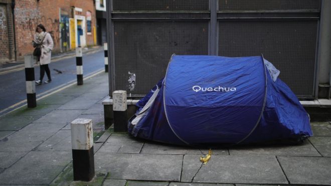 Палатка для бездомных в Манчестере