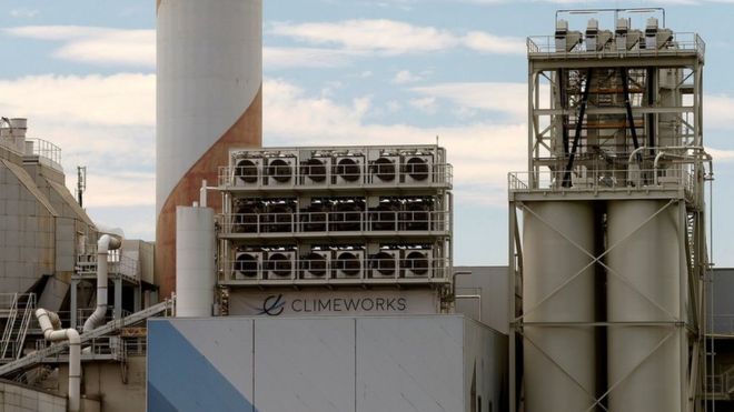 Устройство для улавливания воздуха на одном из объектов компании Climeworks в Швейцарии