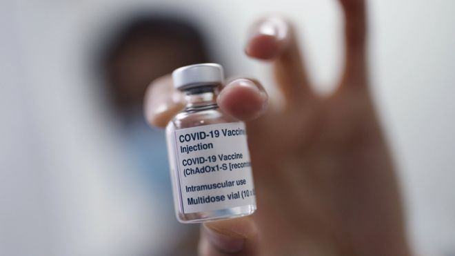 A vial of the Oxford/AstraZeneca coronavirus vaccine.