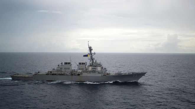 Guided-missile destroyer USS Decatur (DDG 73) operates in the South China Sea as part of the Bonhomme Richard Expeditionary Strike Group (ESG) in the South China Sea on October 13, 2016