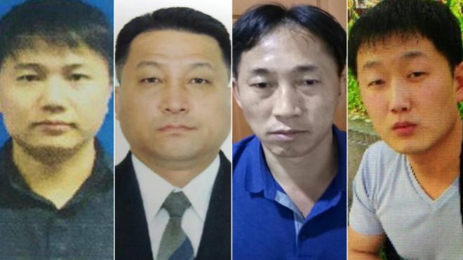 Faces of the four North Korean suspects