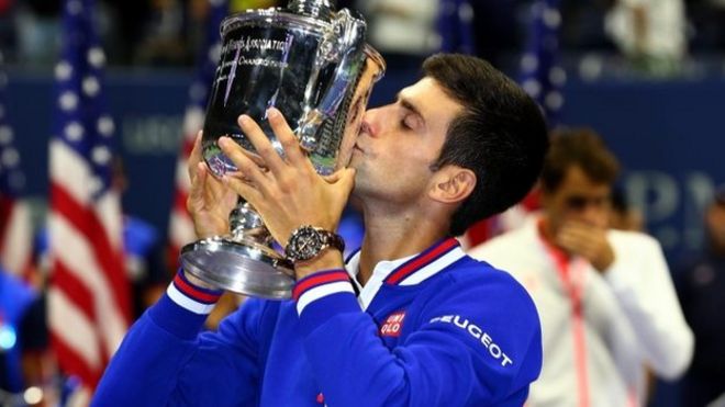 Novak Djokovic with US Open trophy