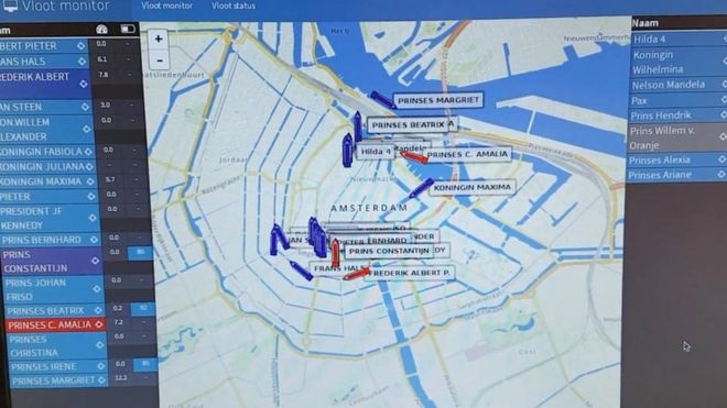 Карта лодок на каналах Амстердама