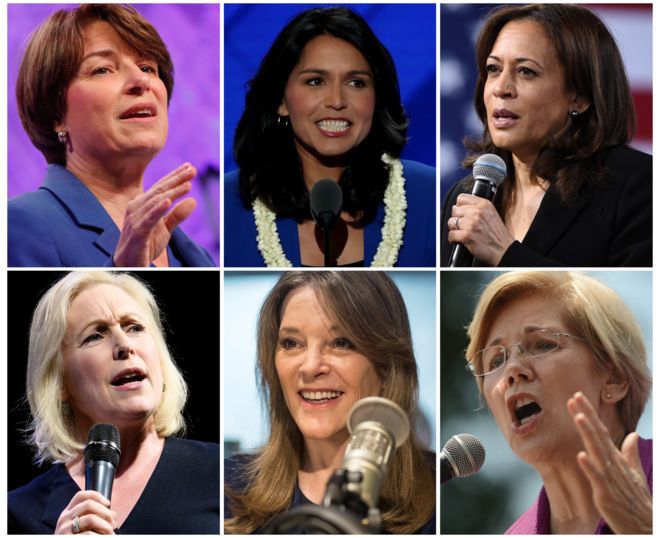 Collage photograph showing women running for Democrats
