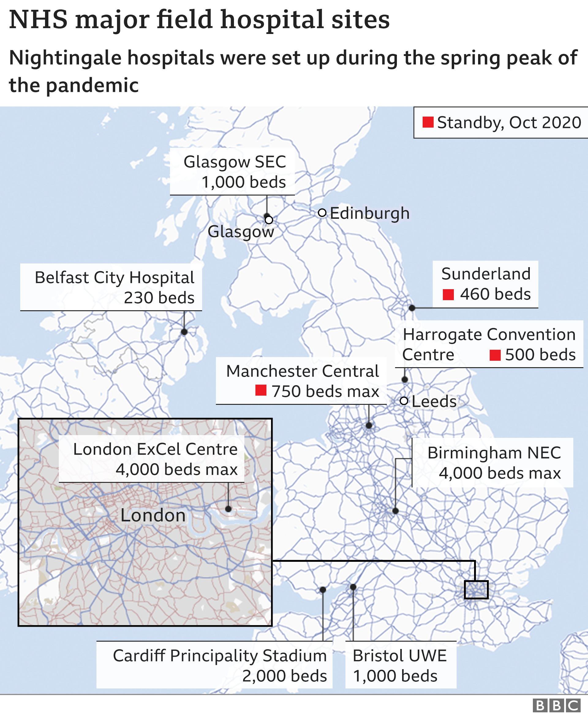 Соловьиные госпитали на карте Англии