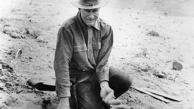 Roy Chapman Andrews Holds Dinosaur Eggs
