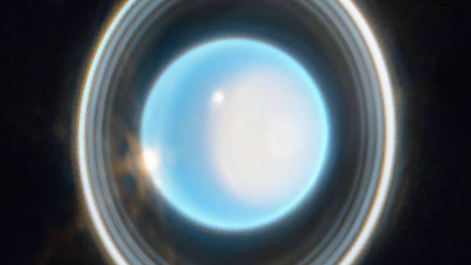 Imagen de Urano captada por el Telescopio Espacial James Webb.