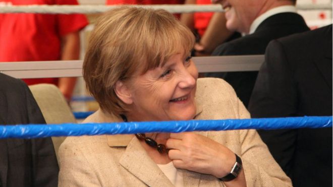 Angela Merkel visits the 'Kuckucksnest' sports facility on 20 June 20, 2011 in Frankfurt am Main, Germany