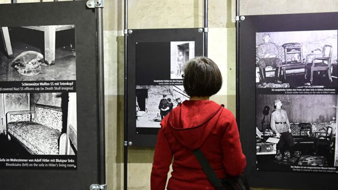Photos in bunker exhibition (AFP pic)